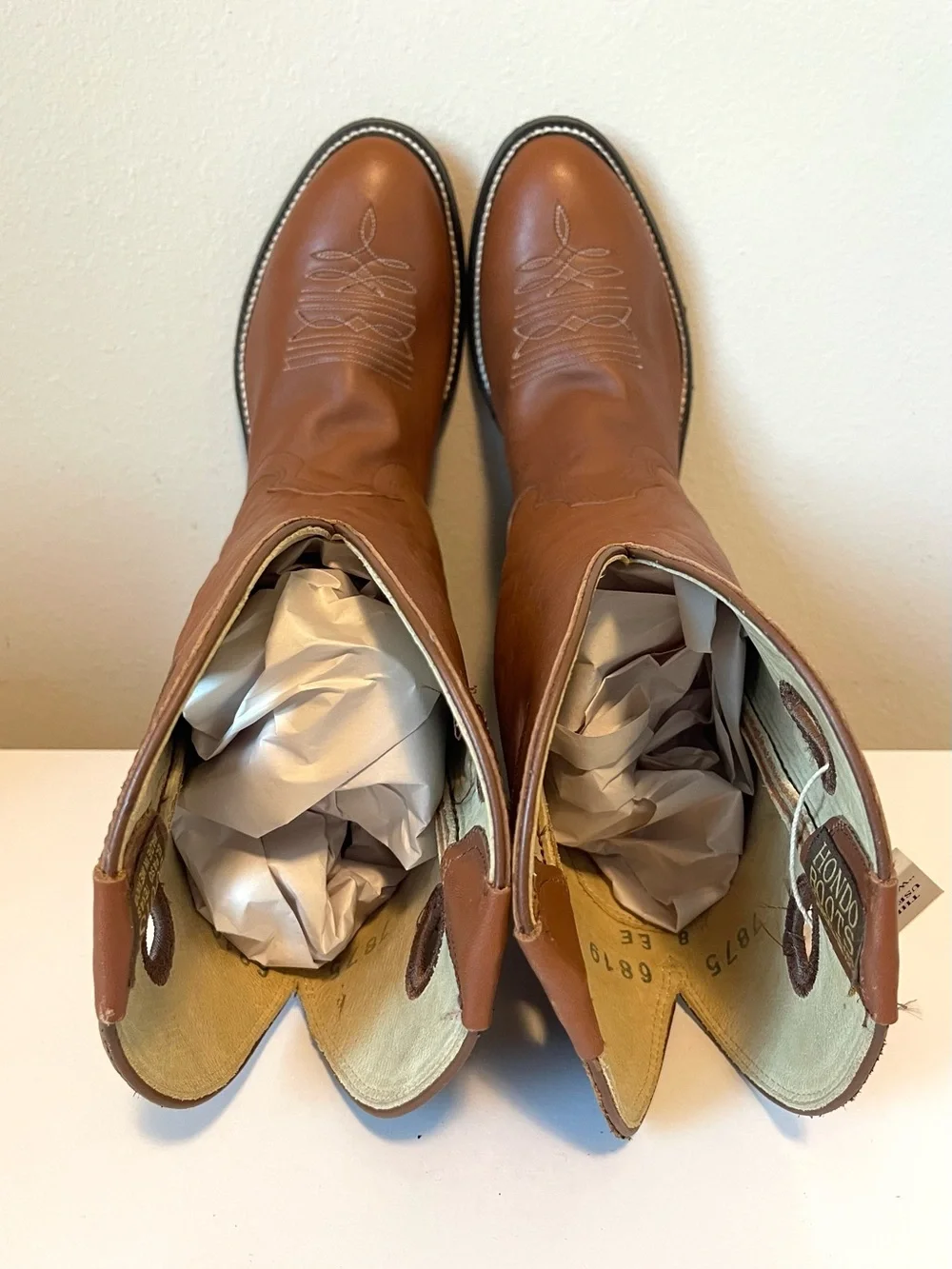 NWT Hondo Pride Collection Western Boots - Hand Crafted Natural Retan - Size 8EE